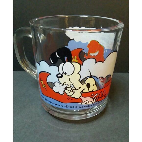2 Vintage Garfield Glass Mugs - Picture 2 of 5